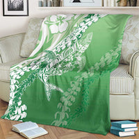 Hawaii Puakenikeni And Maile Lei Blanket Green Polynesian Shark Tattoo DT05