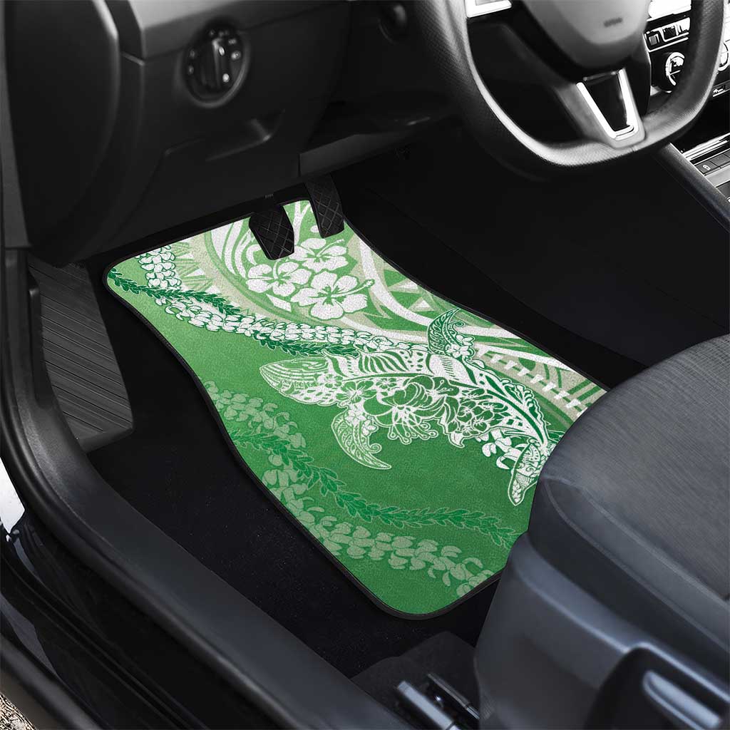 Hawaii Puakenikeni And Maile Lei Car Mats Green Polynesian Shark Tattoo DT05