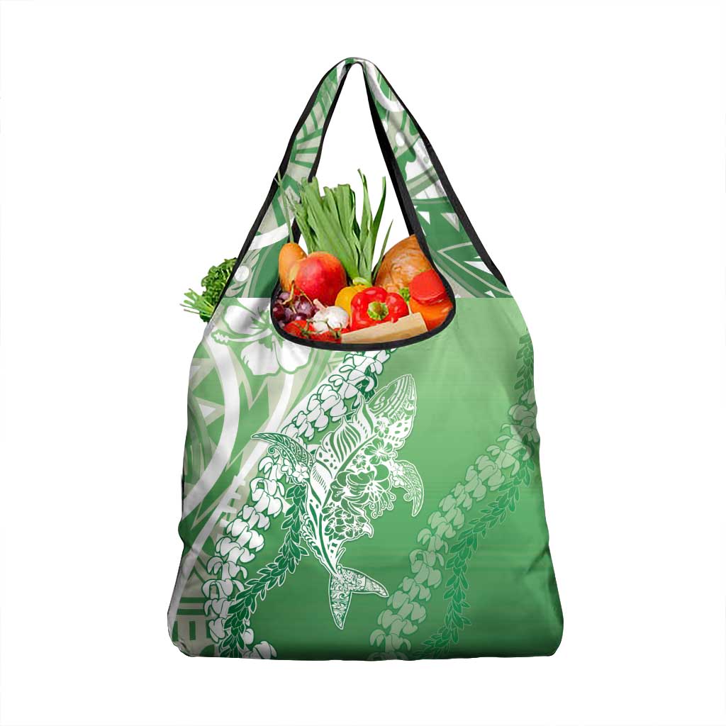 Hawaii Puakenikeni And Maile Lei Grocery Bag Green Polynesian Shark Tattoo DT05 1-pack One Size Green - Polynesian Pride