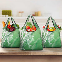 Hawaii Puakenikeni And Maile Lei Grocery Bag Green Polynesian Shark Tattoo DT05 3-pack One Size Green - Polynesian Pride