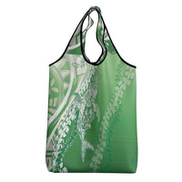 Hawaii Puakenikeni And Maile Lei Grocery Bag Green Polynesian Shark Tattoo DT05 - Polynesian Pride