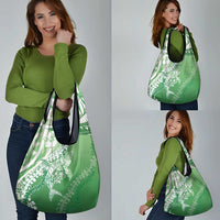 Hawaii Puakenikeni And Maile Lei Grocery Bag Green Polynesian Shark Tattoo DT05 - Polynesian Pride