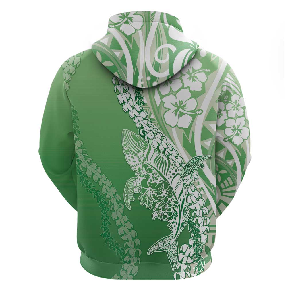 Hawaii Puakenikeni And Maile Lei Hoodie Green Polynesian Shark Tattoo DT05