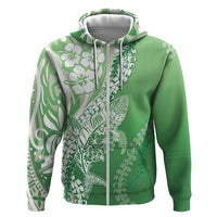 Hawaii Puakenikeni And Maile Lei Hoodie Green Polynesian Shark Tattoo DT05