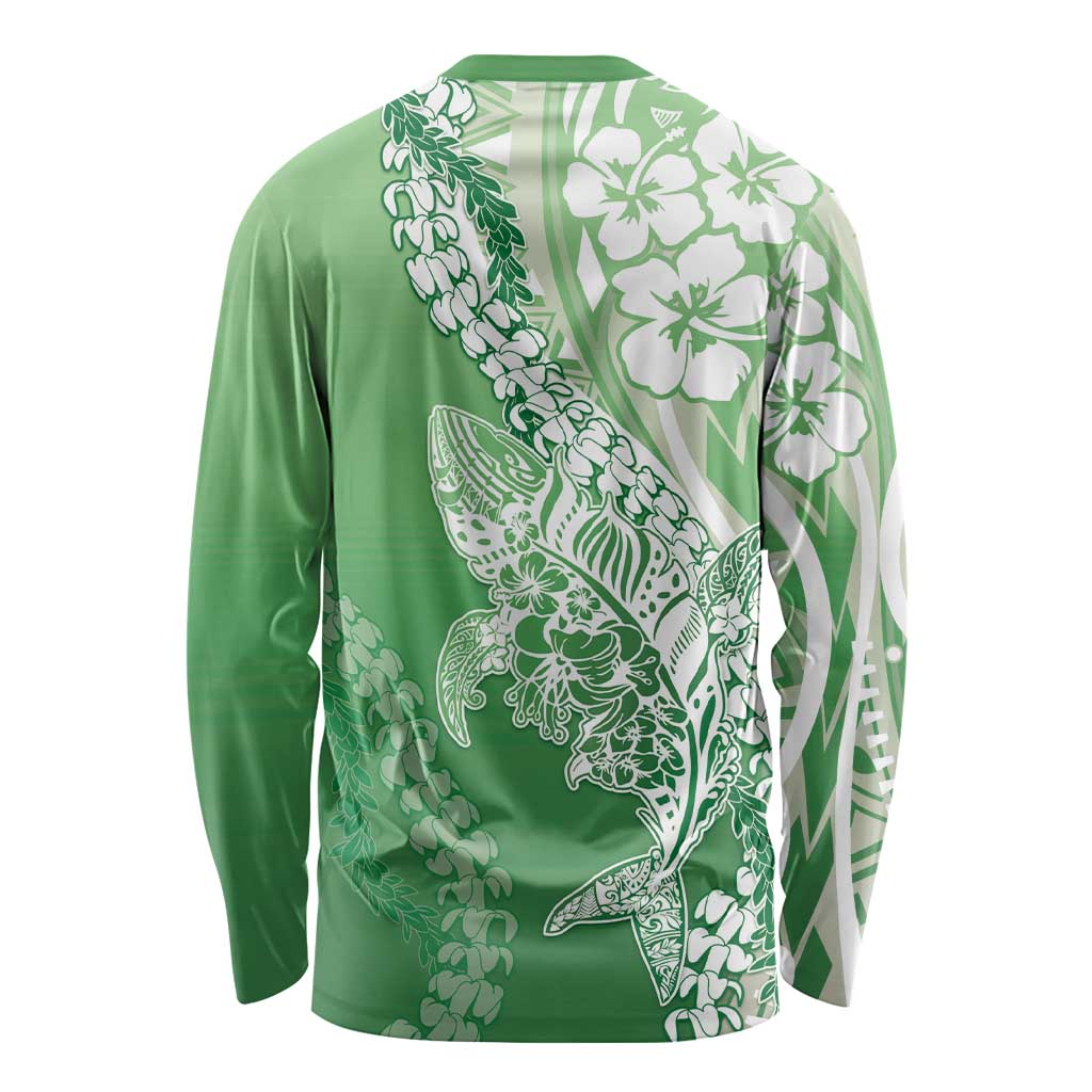 Hawaii Puakenikeni And Maile Lei Long Sleeve Shirt Green Polynesian Shark Tattoo DT05 - Polynesian Pride