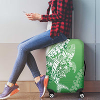 Hawaii Puakenikeni And Maile Lei Luggage Cover Green Polynesian Shark Tattoo DT05