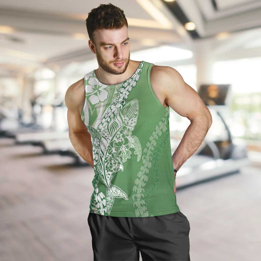 Hawaii Puakenikeni And Maile Lei Men Tank Top Green Polynesian Shark Tattoo DT05 Green - Polynesian Pride
