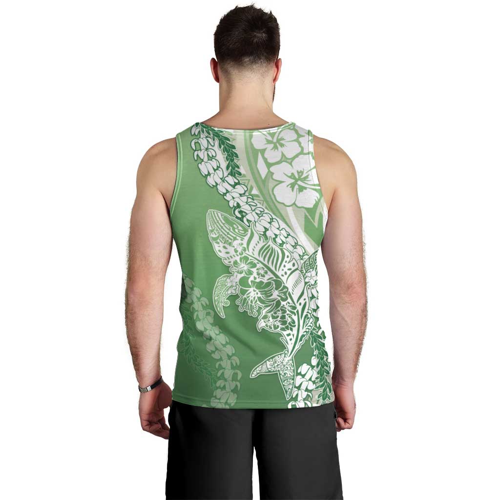 Hawaii Puakenikeni And Maile Lei Men Tank Top Green Polynesian Shark Tattoo DT05 - Polynesian Pride