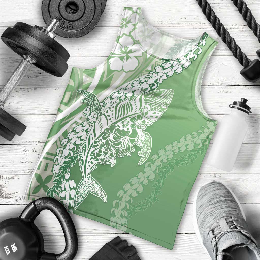Hawaii Puakenikeni And Maile Lei Men Tank Top Green Polynesian Shark Tattoo DT05 - Polynesian Pride