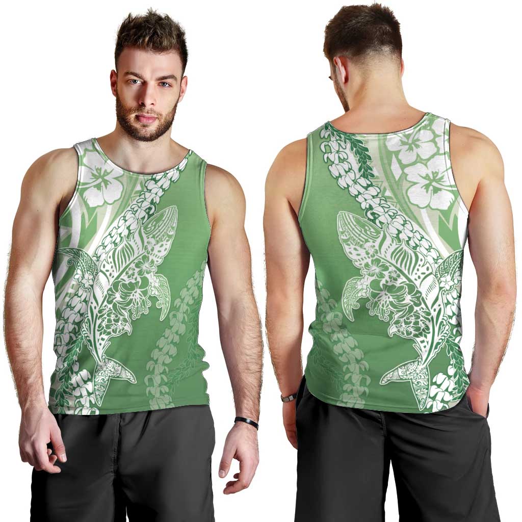 Hawaii Puakenikeni And Maile Lei Men Tank Top Green Polynesian Shark Tattoo DT05 - Polynesian Pride