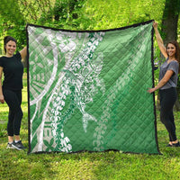 Hawaii Puakenikeni And Maile Lei Quilt Green Polynesian Shark Tattoo DT05