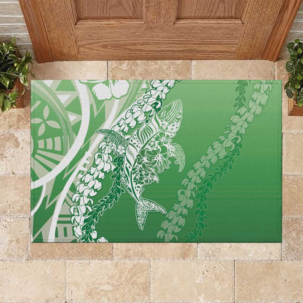 Hawaii Puakenikeni And Maile Lei Rubber Doormat Green Polynesian Shark Tattoo DT05 Green - Polynesian Pride