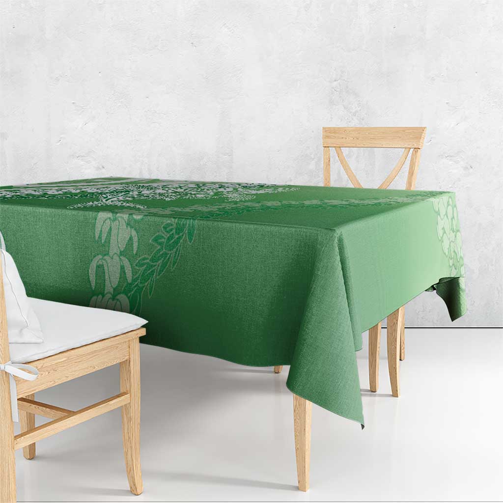 Hawaii Puakenikeni And Maile Lei Tablecloth Green Polynesian Shark Tattoo DT05 - Polynesian Pride