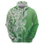 Hawaii Puakenikeni And Maile Lei Zip Hoodie Green Polynesian Shark Tattoo DT05