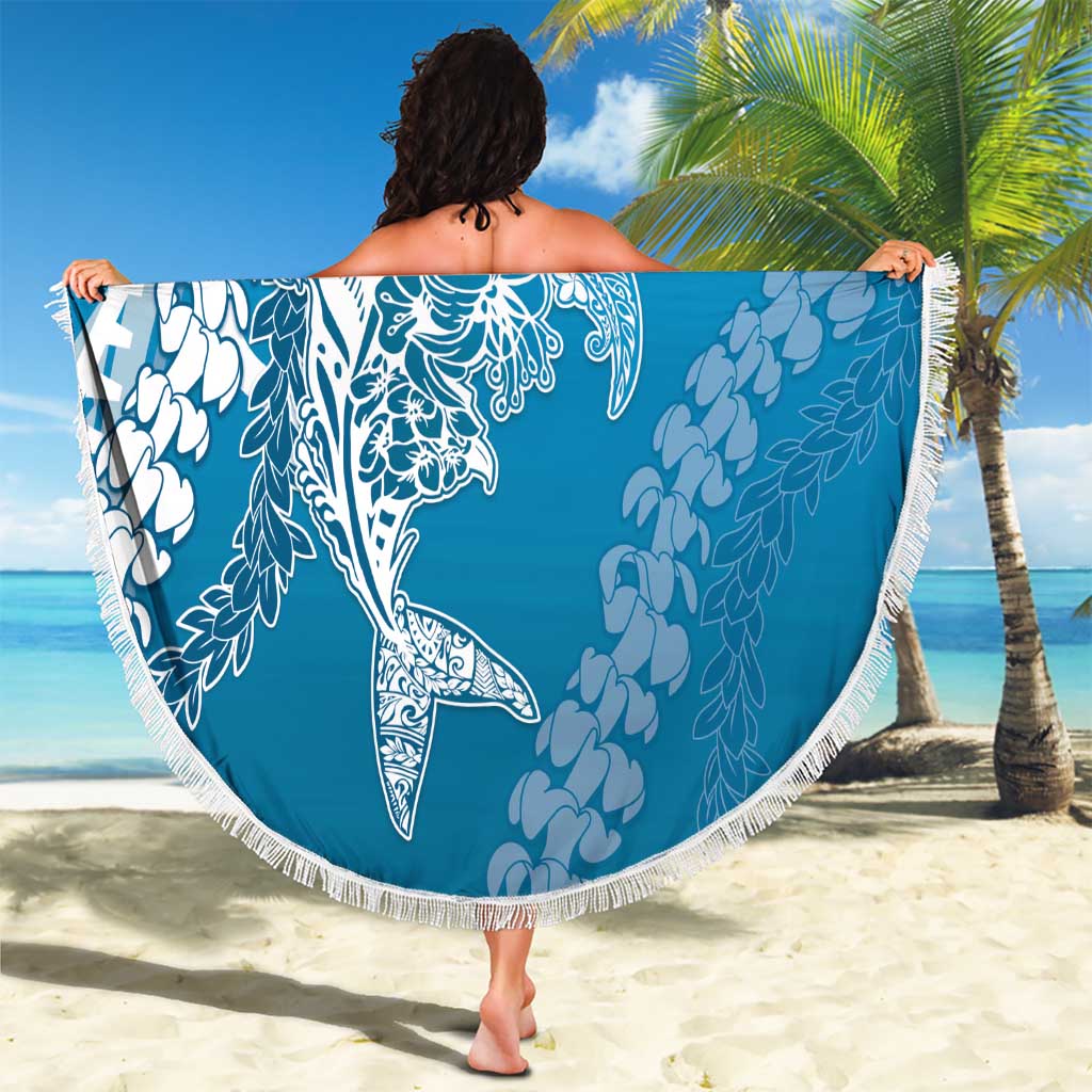 Hawaii Puakenikeni And Maile Lei Beach Blanket Blue Polynesian Shark Tattoo DT05 - Polynesian Pride