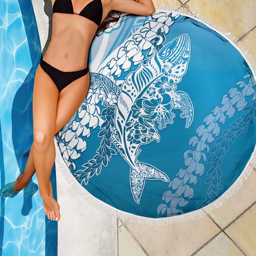 Hawaii Puakenikeni And Maile Lei Beach Blanket Blue Polynesian Shark Tattoo DT05 - Polynesian Pride