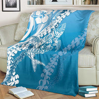 Hawaii Puakenikeni And Maile Lei Blanket Blue Polynesian Shark Tattoo DT05
