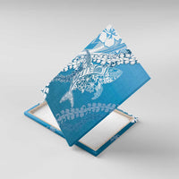 Hawaii Puakenikeni And Maile Lei Canvas Wall Art Blue Polynesian Shark Tattoo DT05 With Frame Blue - Polynesian Pride