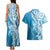 Hawaii Puakenikeni And Maile Lei Couples Matching Tank Maxi Dress and Hawaiian Shirt Blue Polynesian Shark Tattoo DT05