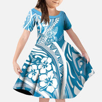 Hawaii Puakenikeni And Maile Lei Family Matching Long Sleeve Bodycon Dress and Hawaiian Shirt Blue Polynesian Shark Tattoo DT05
