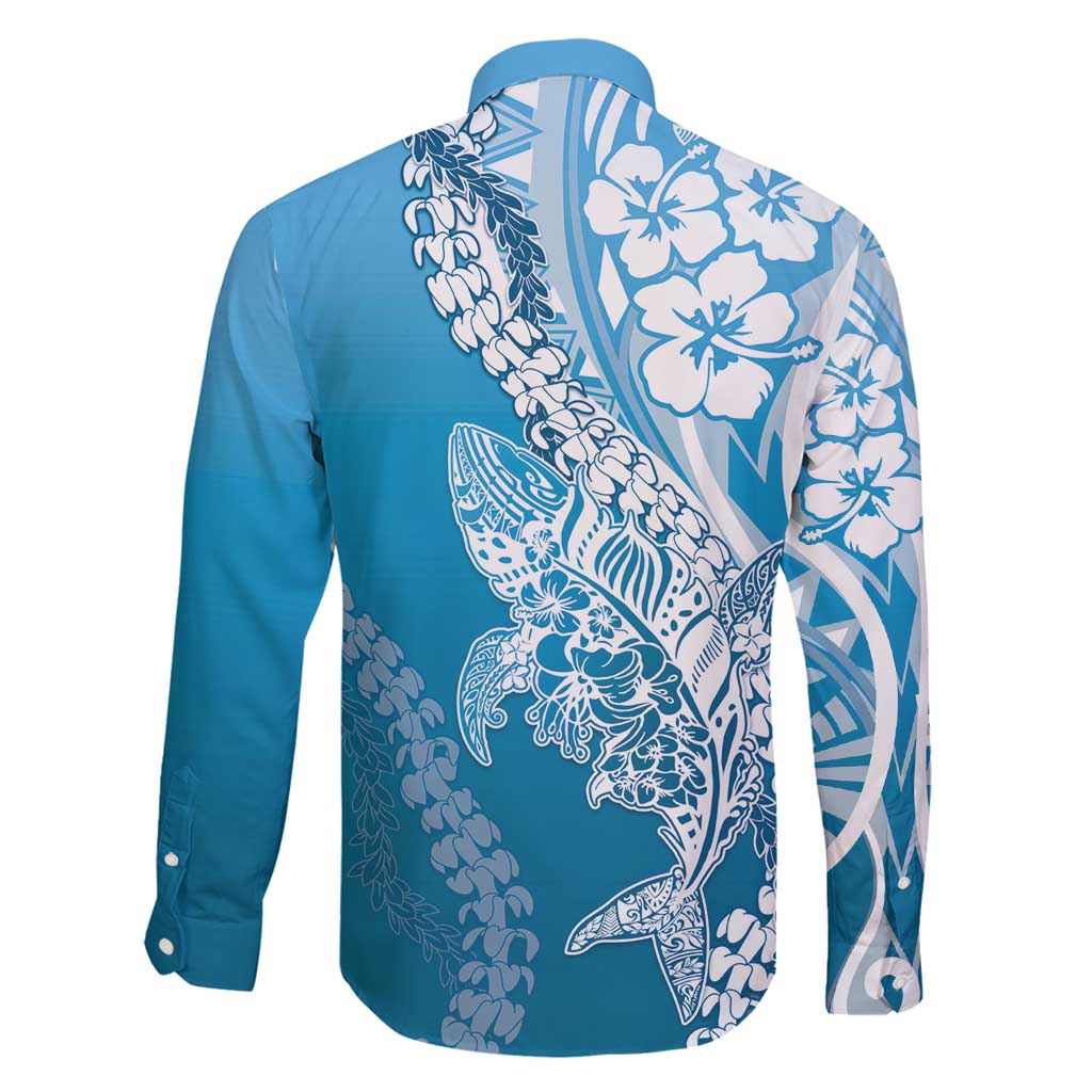 Hawaii Puakenikeni And Maile Lei Family Matching Mermaid Dress and Hawaiian Shirt Blue Polynesian Shark Tattoo DT05