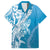 Hawaii Puakenikeni And Maile Lei Family Matching Off The Shoulder Long Sleeve Dress and Hawaiian Shirt Blue Polynesian Shark Tattoo DT05