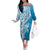 Hawaii Puakenikeni And Maile Lei Family Matching Off The Shoulder Long Sleeve Dress and Hawaiian Shirt Blue Polynesian Shark Tattoo DT05