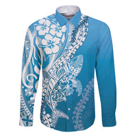 Hawaii Puakenikeni And Maile Lei Family Matching Puletasi and Hawaiian Shirt Blue Polynesian Shark Tattoo DT05