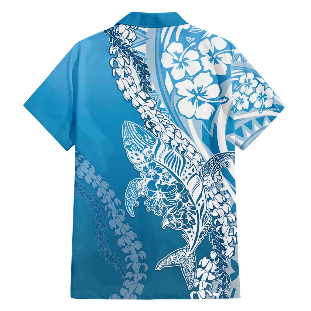 Hawaii Puakenikeni And Maile Lei Hawaiian Shirt Blue Polynesian Shark Tattoo DT05 - Polynesian Pride