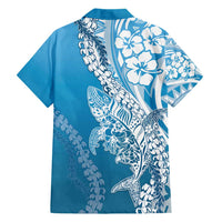 Hawaii Puakenikeni And Maile Lei Hawaiian Shirt Blue Polynesian Shark Tattoo DT05 - Polynesian Pride