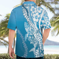 Hawaii Puakenikeni And Maile Lei Hawaiian Shirt Blue Polynesian Shark Tattoo DT05 - Polynesian Pride