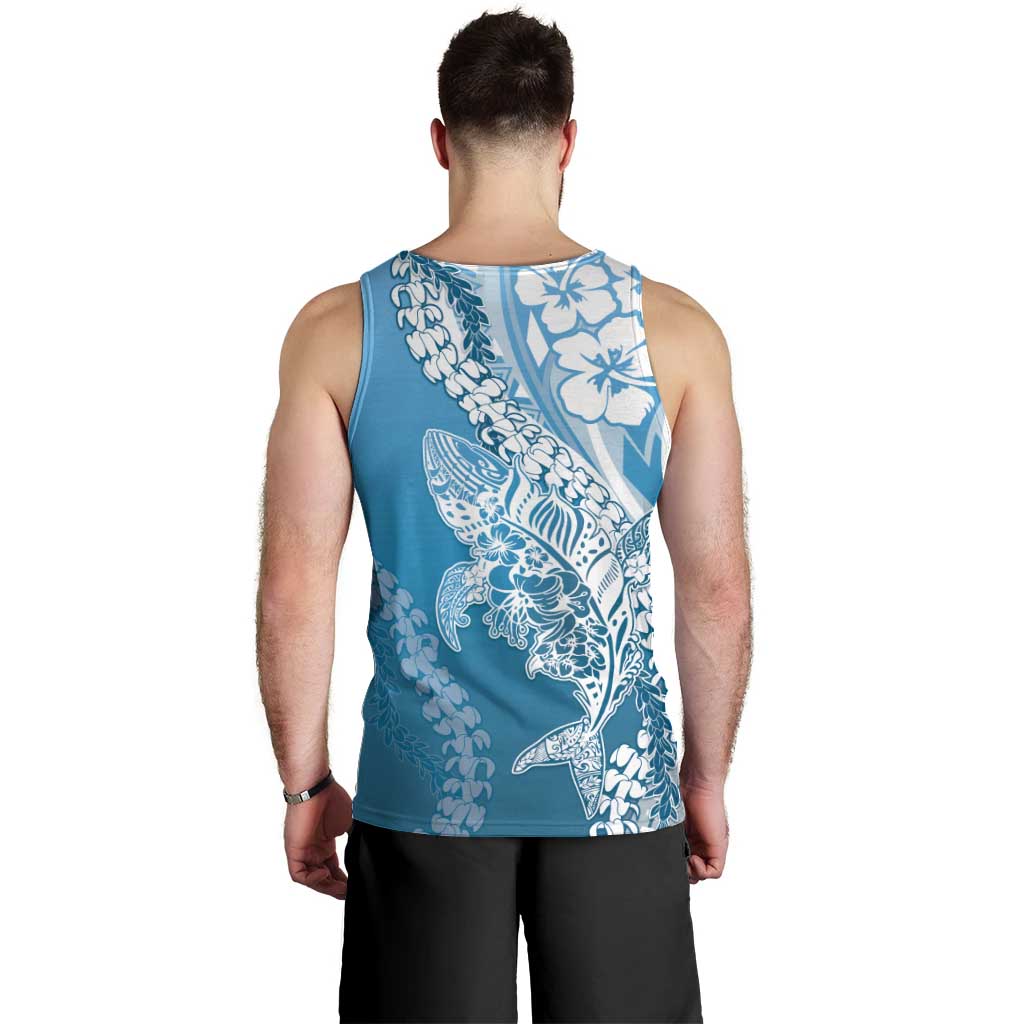 Hawaii Puakenikeni And Maile Lei Men Tank Top Blue Polynesian Shark Tattoo DT05 - Polynesian Pride
