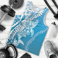 Hawaii Puakenikeni And Maile Lei Men Tank Top Blue Polynesian Shark Tattoo DT05 - Polynesian Pride