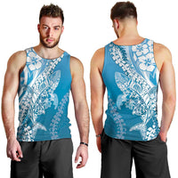 Hawaii Puakenikeni And Maile Lei Men Tank Top Blue Polynesian Shark Tattoo DT05 - Polynesian Pride