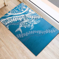 Hawaii Puakenikeni And Maile Lei Rubber Doormat Blue Polynesian Shark Tattoo DT05 - Polynesian Pride