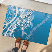 Hawaii Puakenikeni And Maile Lei Rubber Doormat Blue Polynesian Shark Tattoo DT05 - Polynesian Pride