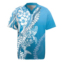 Hawaii Puakenikeni And Maile Lei Rugby Jersey Blue Polynesian Shark Tattoo DT05 Blue - Polynesian Pride