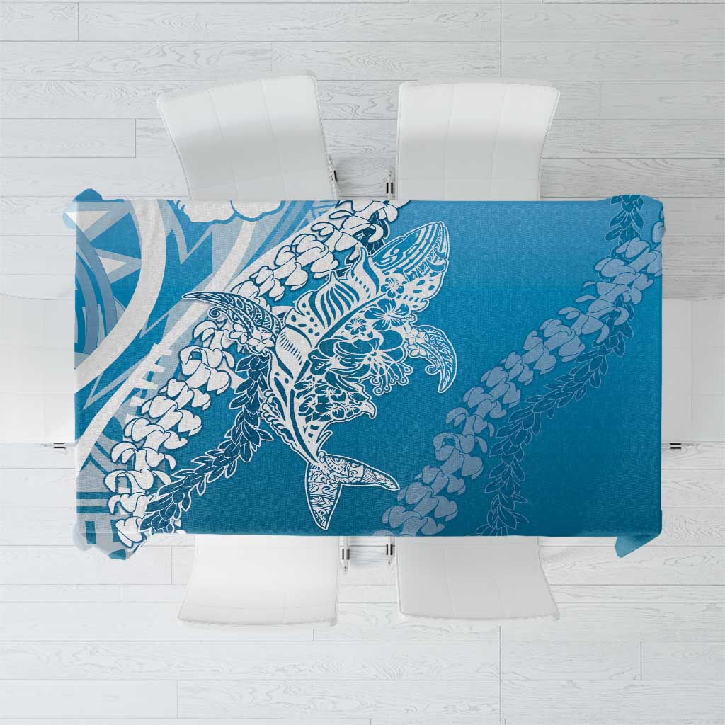 Hawaii Puakenikeni And Maile Lei Tablecloth Blue Polynesian Shark Tattoo DT05 Blue - Polynesian Pride