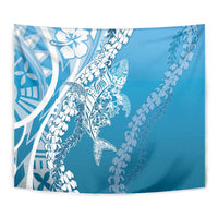Hawaii Puakenikeni And Maile Lei Tapestry Blue Polynesian Shark Tattoo DT05