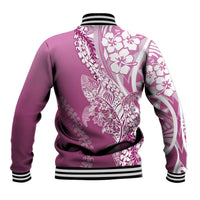 Hawaii Puakenikeni And Maile Lei Baseball Jacket Pink Polynesian Shark Tattoo DT05 - Polynesian Pride