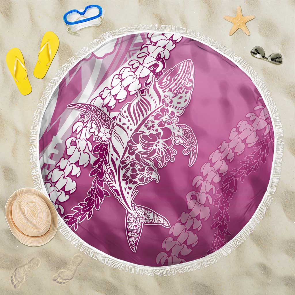 Hawaii Puakenikeni And Maile Lei Beach Blanket Pink Polynesian Shark Tattoo DT05 One Size 150cm Pink - Polynesian Pride