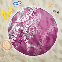 Hawaii Puakenikeni And Maile Lei Beach Blanket Pink Polynesian Shark Tattoo DT05 One Size 150cm Pink - Polynesian Pride