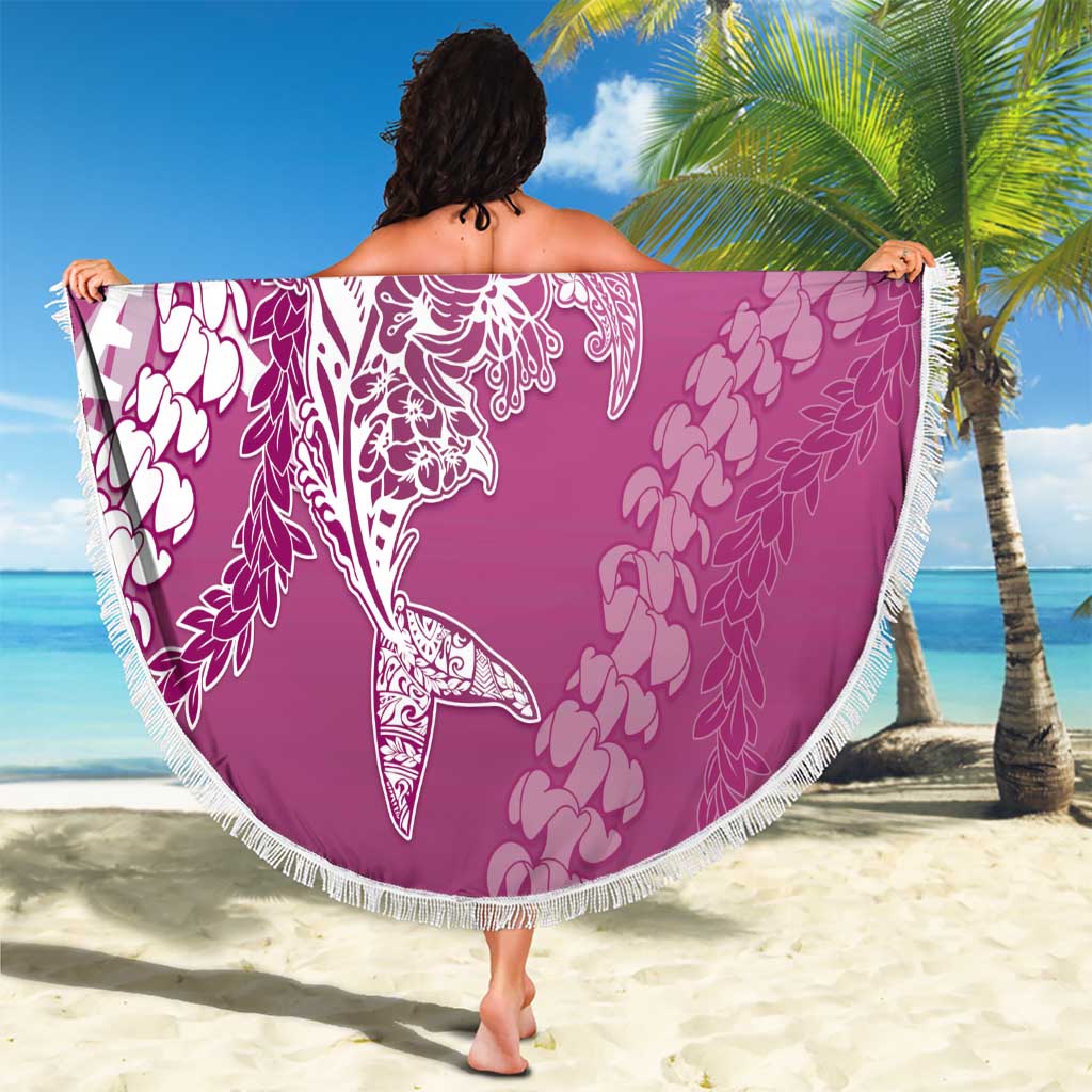 Hawaii Puakenikeni And Maile Lei Beach Blanket Pink Polynesian Shark Tattoo DT05 - Polynesian Pride