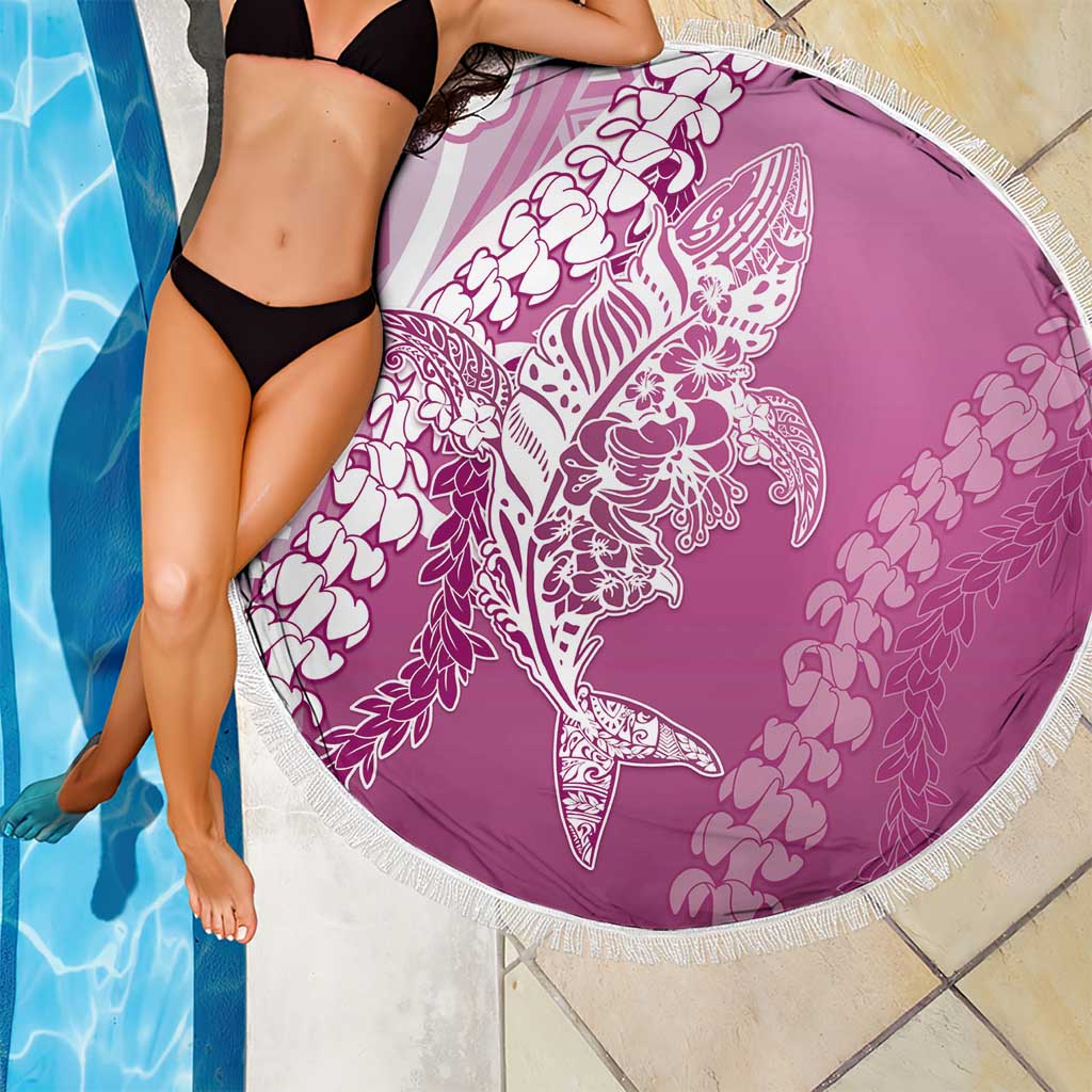 Hawaii Puakenikeni And Maile Lei Beach Blanket Pink Polynesian Shark Tattoo DT05 - Polynesian Pride