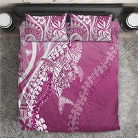 Hawaii Puakenikeni And Maile Lei Bedding Set Pink Polynesian Shark Tattoo DT05