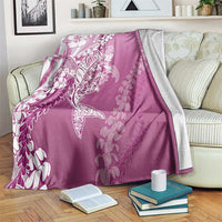 Hawaii Puakenikeni And Maile Lei Blanket Pink Polynesian Shark Tattoo DT05