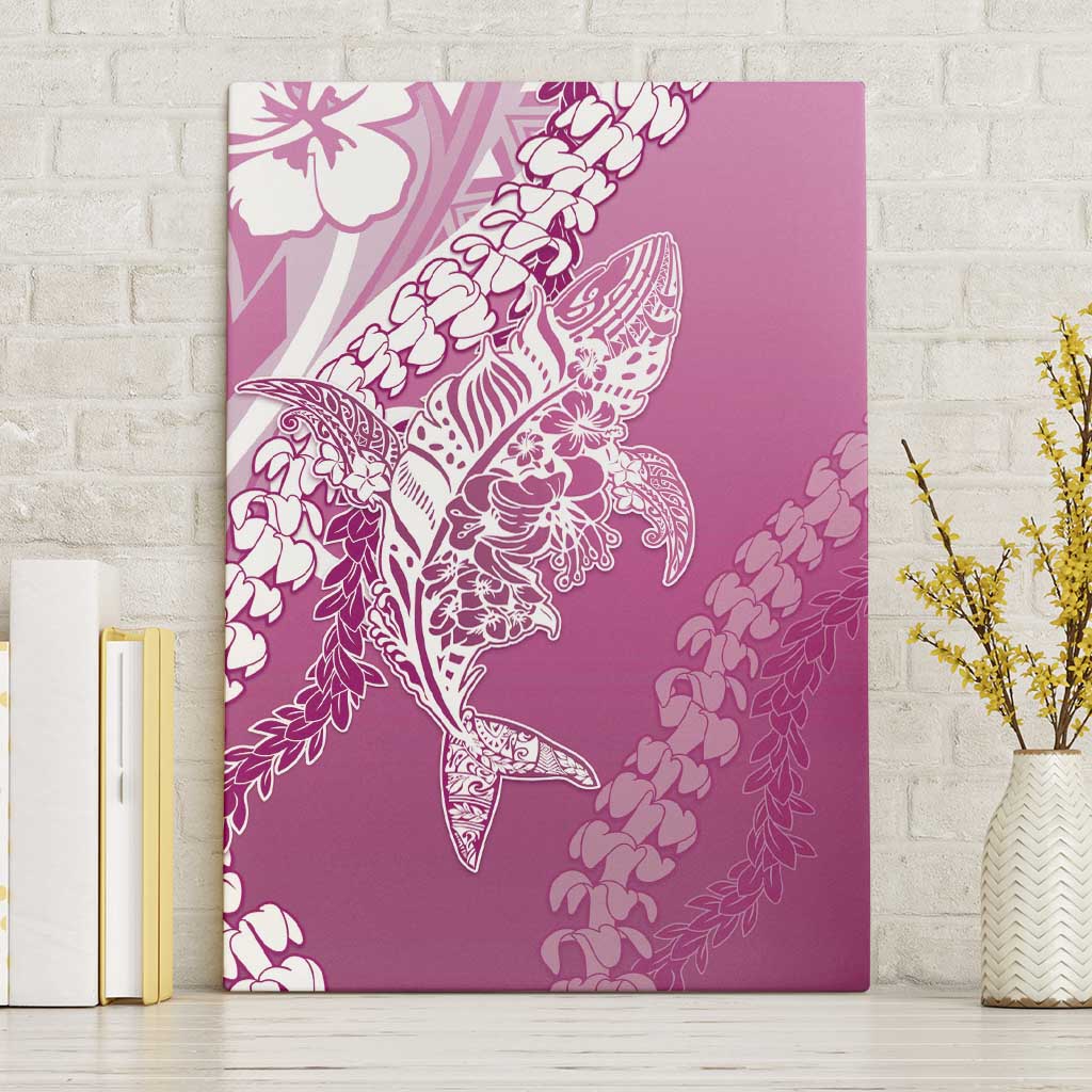 Hawaii Puakenikeni And Maile Lei Canvas Wall Art Pink Polynesian Shark Tattoo DT05 Without Frame Pink - Polynesian Pride
