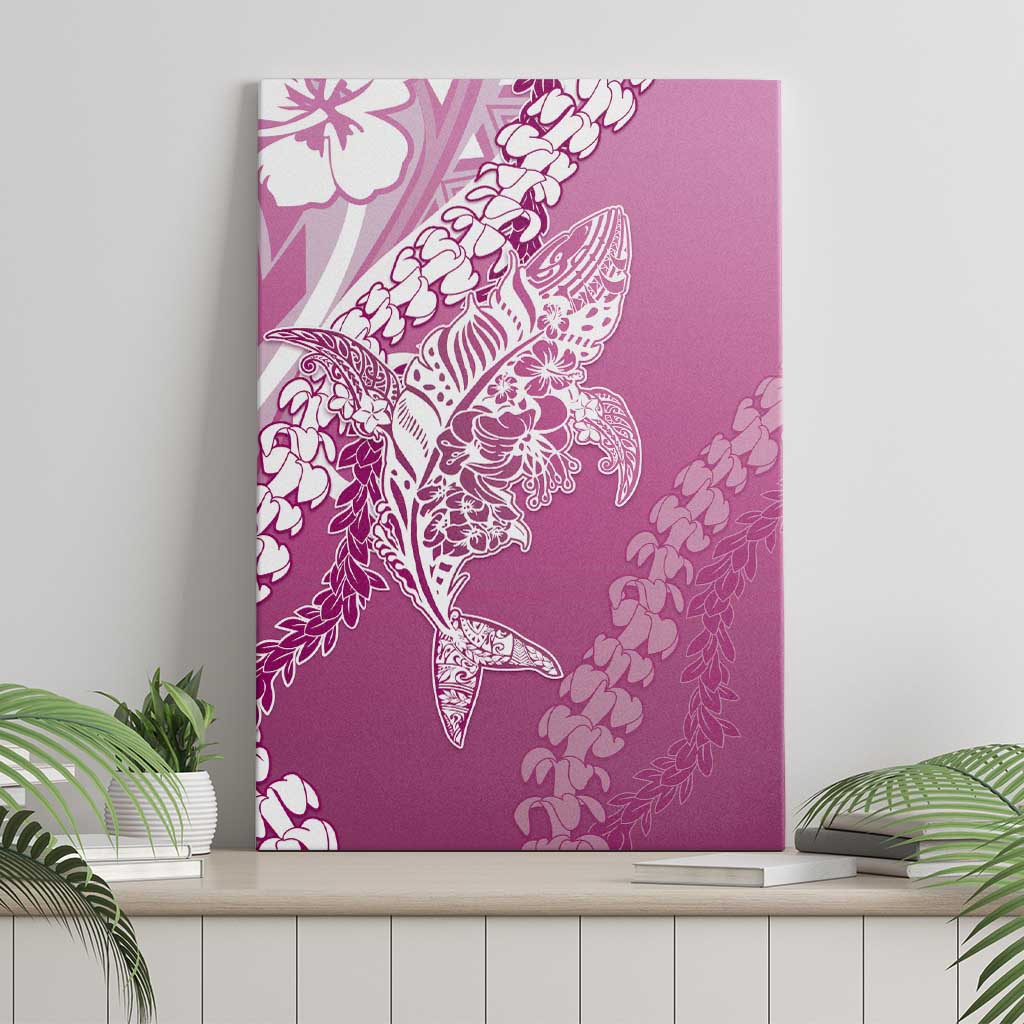 Hawaii Puakenikeni And Maile Lei Canvas Wall Art Pink Polynesian Shark Tattoo DT05 - Polynesian Pride
