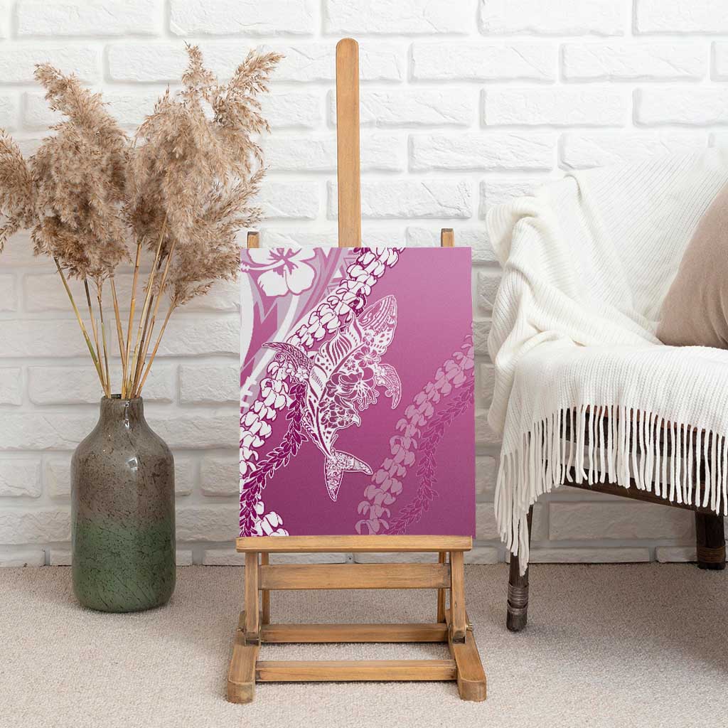 Hawaii Puakenikeni And Maile Lei Canvas Wall Art Pink Polynesian Shark Tattoo DT05 - Polynesian Pride
