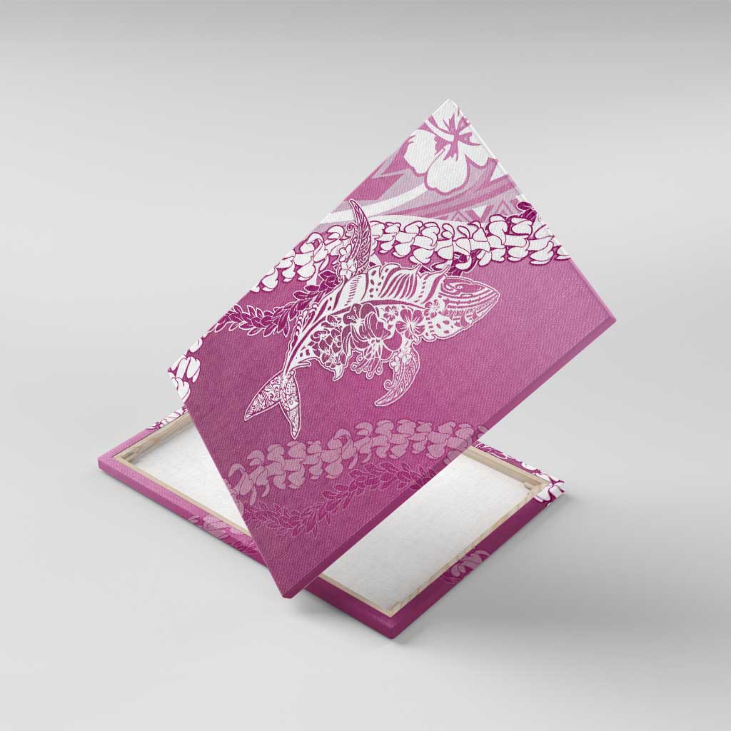Hawaii Puakenikeni And Maile Lei Canvas Wall Art Pink Polynesian Shark Tattoo DT05 With Frame Pink - Polynesian Pride